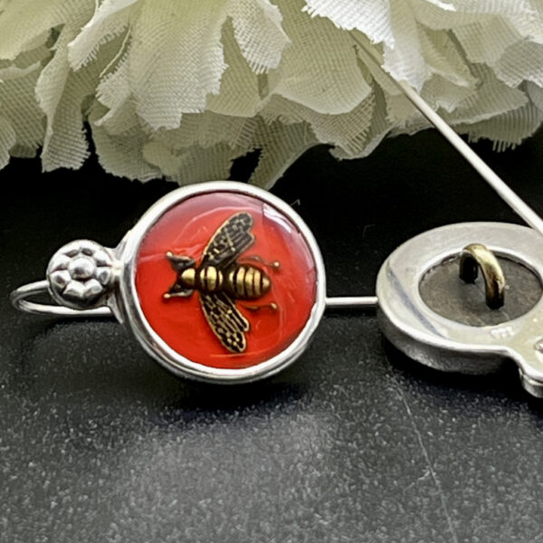 Gucci bee Button Earrings Vintage Gucci bee buttons Red bee earrings