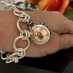 French Antique Crown Button charm and bracelet