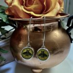 Vintage Yellow Gucci Button Bee Long Earrings