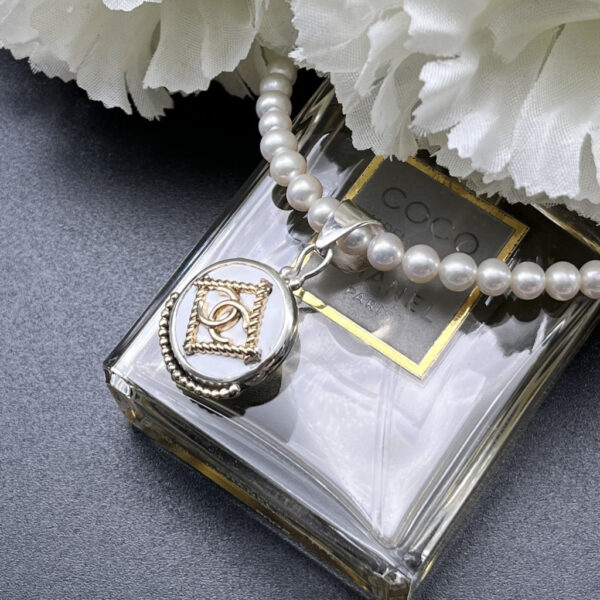 White Chanel Button White Gold Chanel Button Chanel button jewellery Chanel button pendant