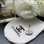White Chanel Button White Gold Chanel Button Chanel button jewellery Chanel button pendant