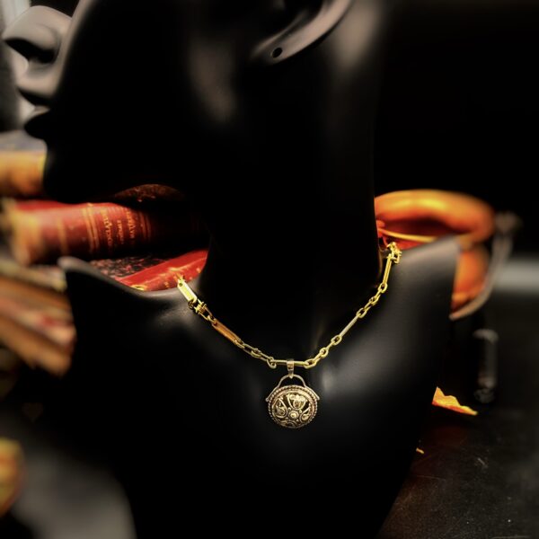 "Florentine" French Gold Antique Button Pendant - Image 6