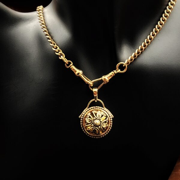 "Florentine" French Gold Antique Button Pendant - Image 13