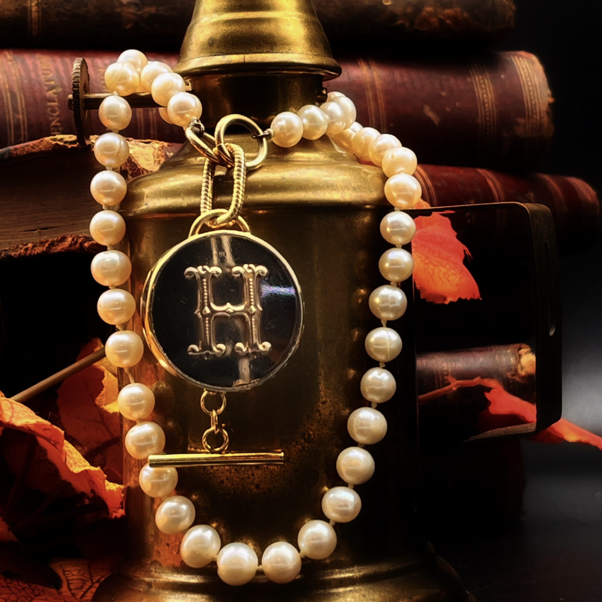 French Monogram Jewellery "Hondrine" French Antique Monogram Button Pendant - Image 7