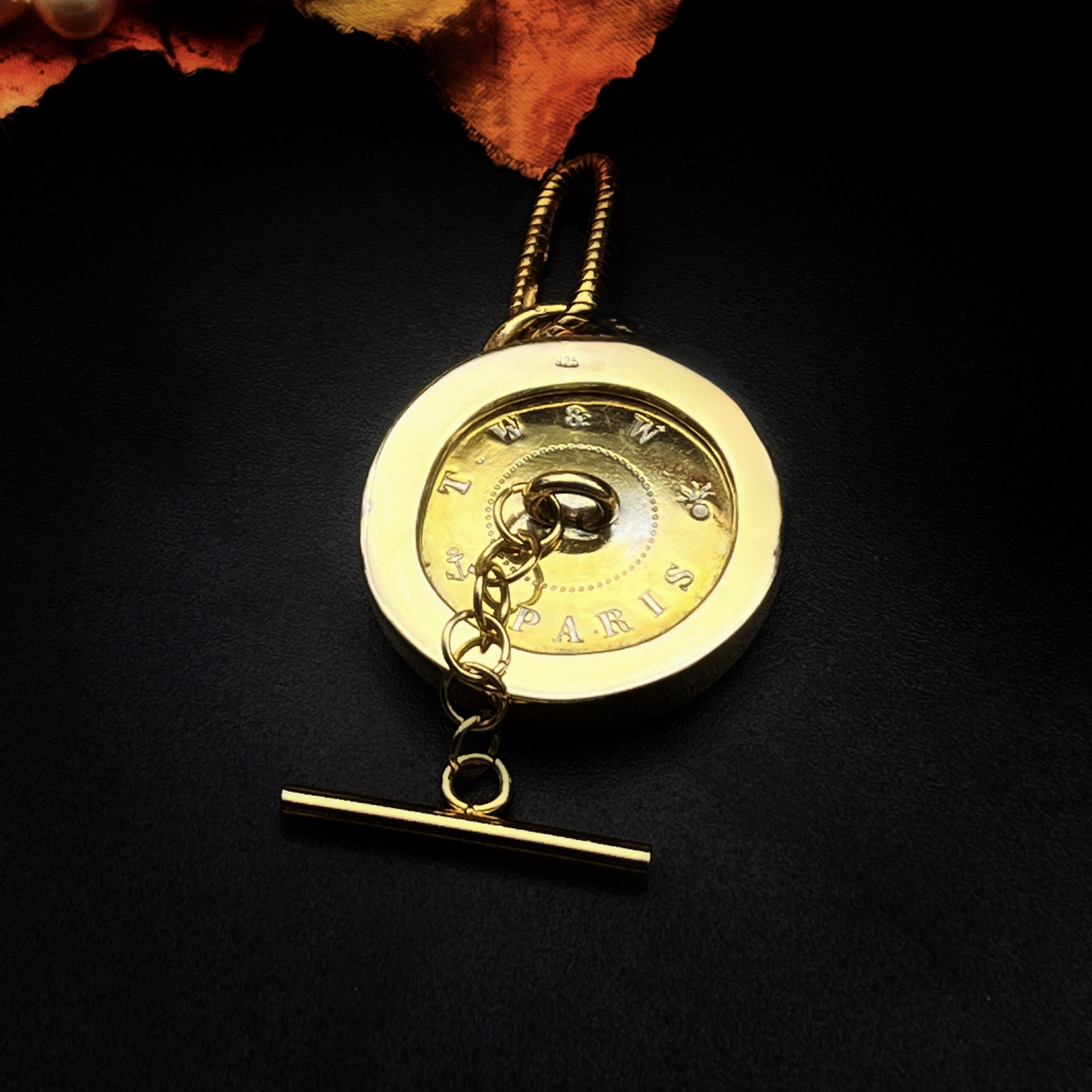 French Monogram Jewellery "Hondrine" French Antique Monogram Button Pendant - Image 9