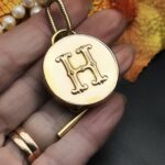 "Hondrine" French Antique Monogram Button Pendant - Image 13