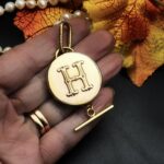 "Hondrine" French Antique Monogram Button Pendant - Image 12