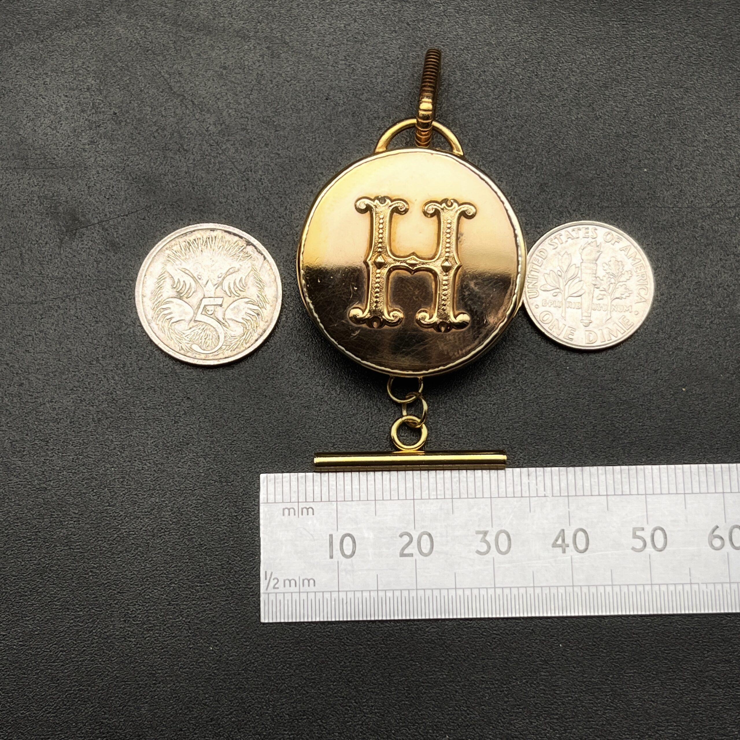 IMG_0784 "Hondrine" French Antique Monogram Button Pendant - Image 19