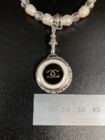 Vintage Chanel Button Charm Sterling Silver Black White Removable Charm
