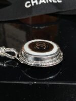 Vintage Chanel Button Charm Sterling Silver Black White Removable Charm repurposed buttons up cycled button jewellery Chanel buttons Chanel button jewelry