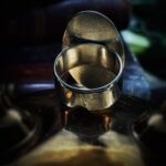 "Enrica" Black and Gold Crown button Ring - Image 6