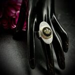 "Enrica" Black and Gold Crown button Ring - Image 11