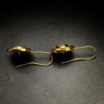 "Fleur" Vintage Chanel Black Gold Button Earrings - Image 6