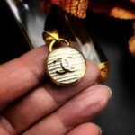 "Elena" Vintage Cream Gold Vintage Chanel Button Pendant - Image 3