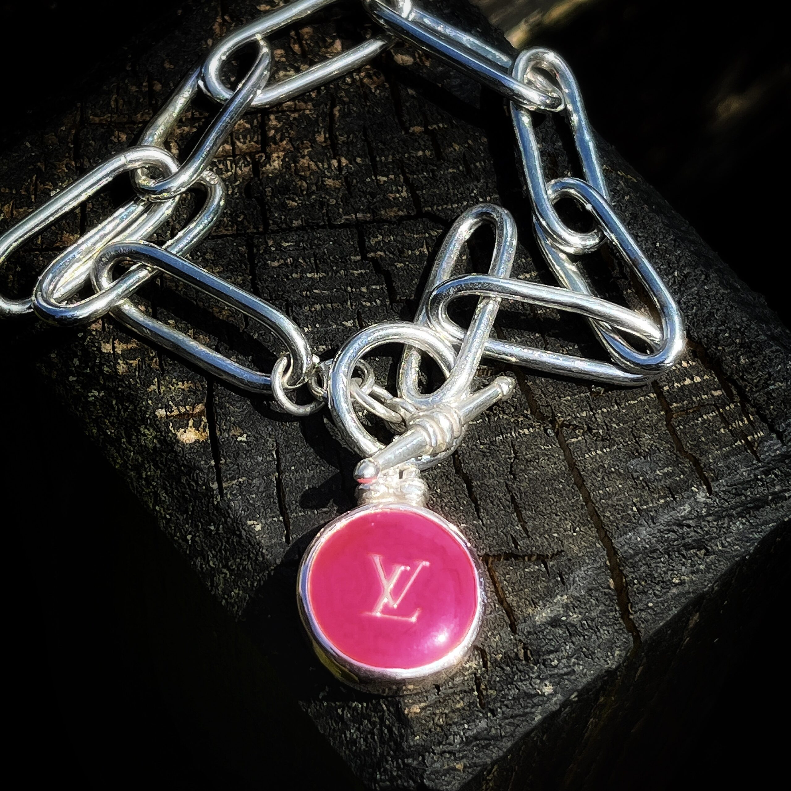 LV Tag Charm Bracelet "Elle" Vintage Louis Vuitton Bag Tag Charm Bracelet - Image 1