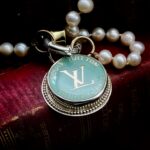 "Courtney" Pale Blue Vintage Louis Vuitton Trunk Tag Pendant - Image 16