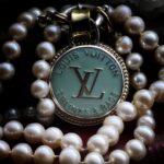 "Courtney" Pale Blue Vintage Louis Vuitton Trunk Tag Pendant - Image 13