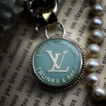 "Courtney" Pale Blue Vintage Louis Vuitton Trunk Tag Pendant - Image 12