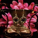 Antique French Black Glass Button Earrings