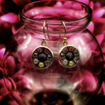 Antique French Black Glass Button Earrings