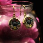 Antique French Black Glass Button Earrings