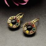 Antique French Black Glass Button Earrings