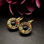 Antique French Black Glass Button Earrings