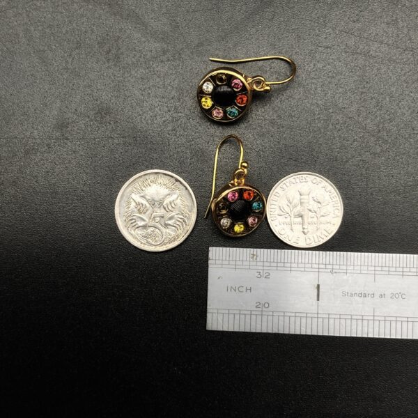 Antique French Black Glass Button Earrings