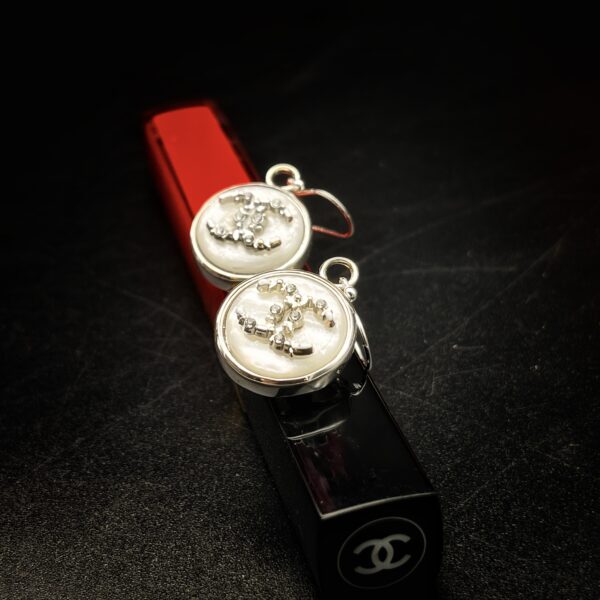"Ava" Vintage Chanel Silver Crystal Button Earrings - Image 2
