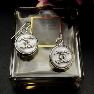 "Ava" Vintage Chanel Silver Crystal Button Earrings