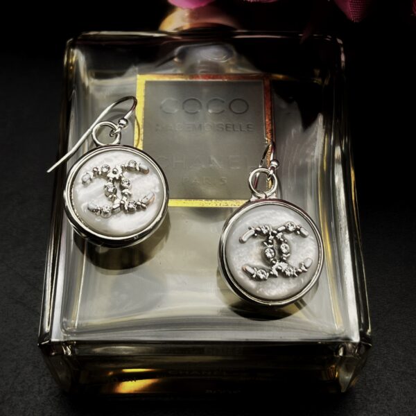 "Ava" Vintage Chanel Silver Crystal Button Earrings - Image 1