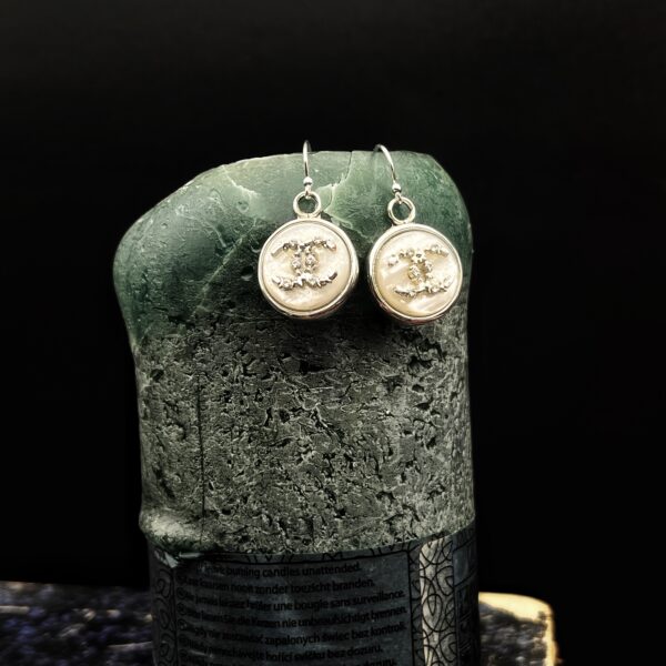 "Ava" Vintage Chanel Silver Crystal Button Earrings - Image 5