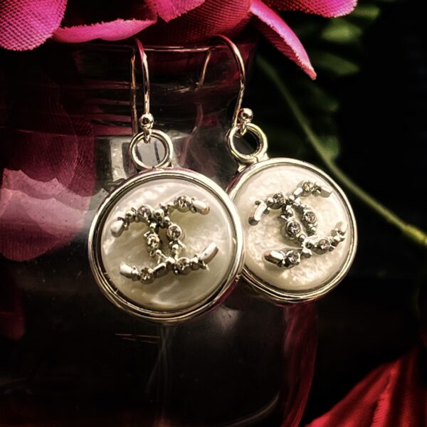 "Ava" Vintage Chanel Silver Crystal Button Earrings - Image 8