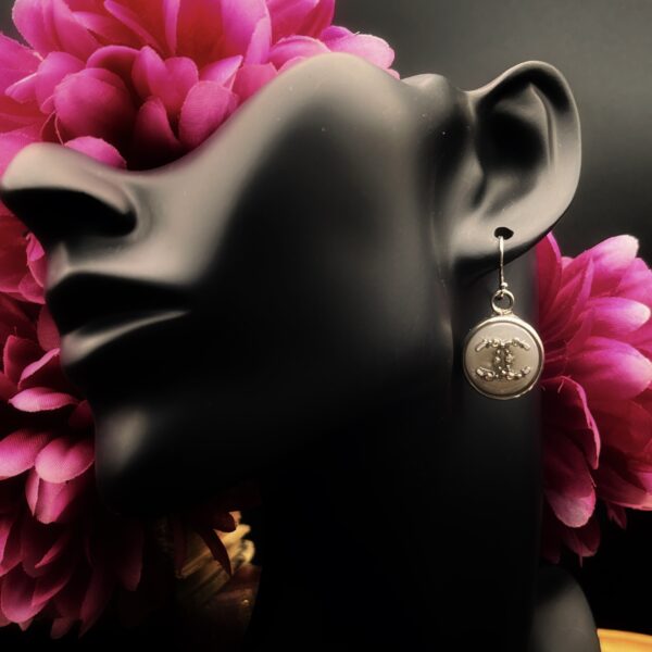 "Ava" Vintage Chanel Silver Crystal Button Earrings - Image 12