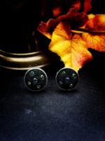 Antique Czech Black Glass Button Cuff Links - Image 2