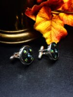 Antique Czech Black Glass Button Cuff Links - Image 3