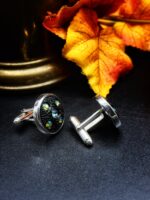 Antique Czech Black Glass Button Cuff Links - Image 4