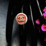 "Charlotte" Vintage Red Chanel Button Ring - Image 10