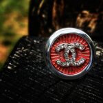 "Charlotte" Vintage Red Chanel Button Ring - Image 16