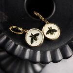 "Pascale" White Gold Vintage Gucci Bee Button Earrings - Image 2