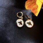 "Pascale" White Gold Vintage Gucci Bee Button Earrings - Image 5