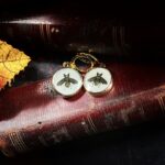 "Pascale" White Gold Vintage Gucci Bee Button Earrings