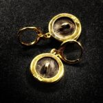 "Pascale" Black Gold Vintage Gucci Bee Button Earrings - Image 9