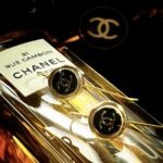 "Annie" Petite Black Gold Chanel Button Earrings - Image 4