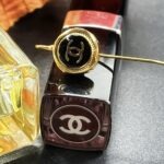 "Annie" Petite Black Gold Chanel Button Earrings - Image 11