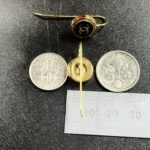 "Annie" Petite Black Gold Chanel Button Earrings - Image 17