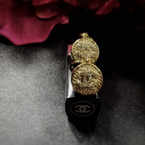 Chanel Gold Crystal Button Earrings