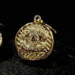 Chanel Gold Crystal Button Earrings