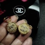 Chanel Gold Crystal Button Earrings