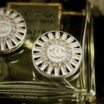 Vintage Chanel Diamond Button Clip On Earrings